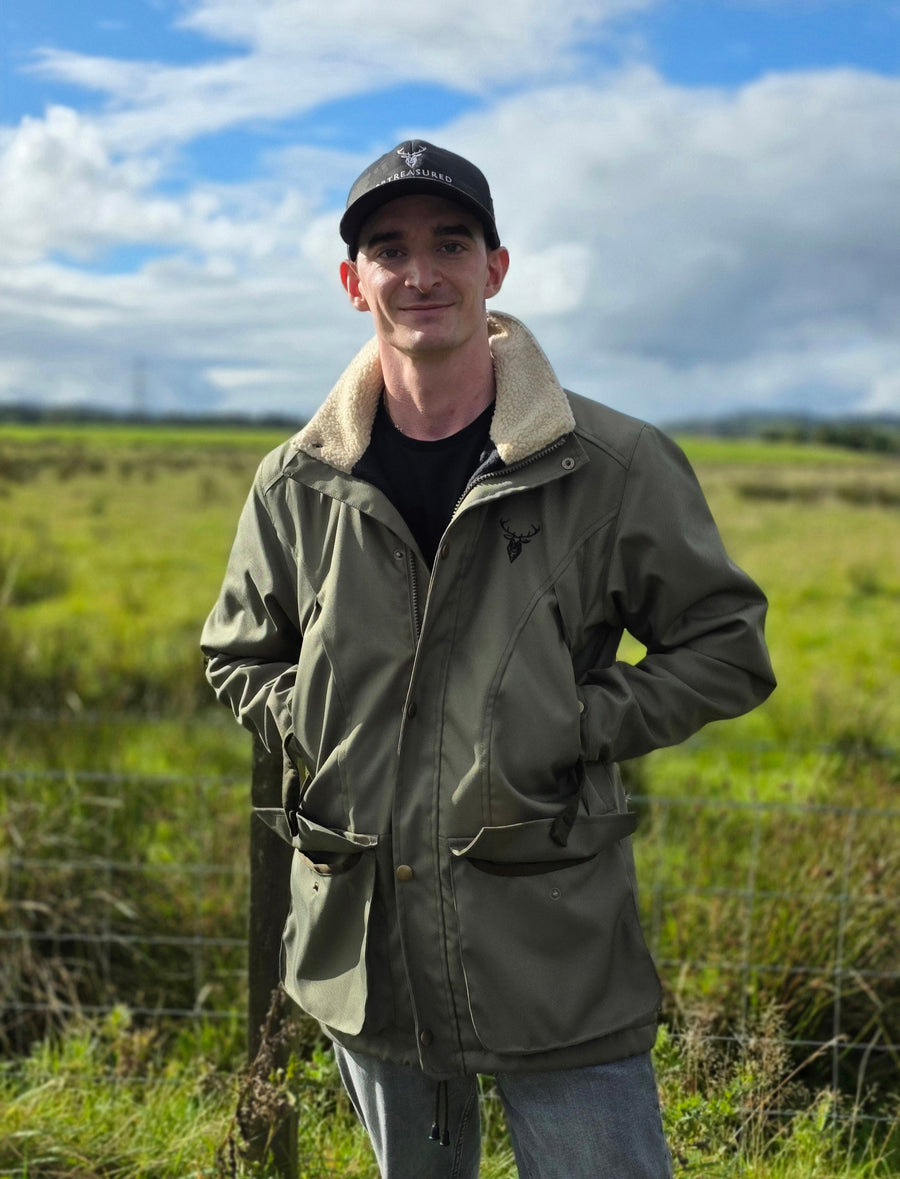 British made windproof jacket from 2BTreasured worn by male model in field