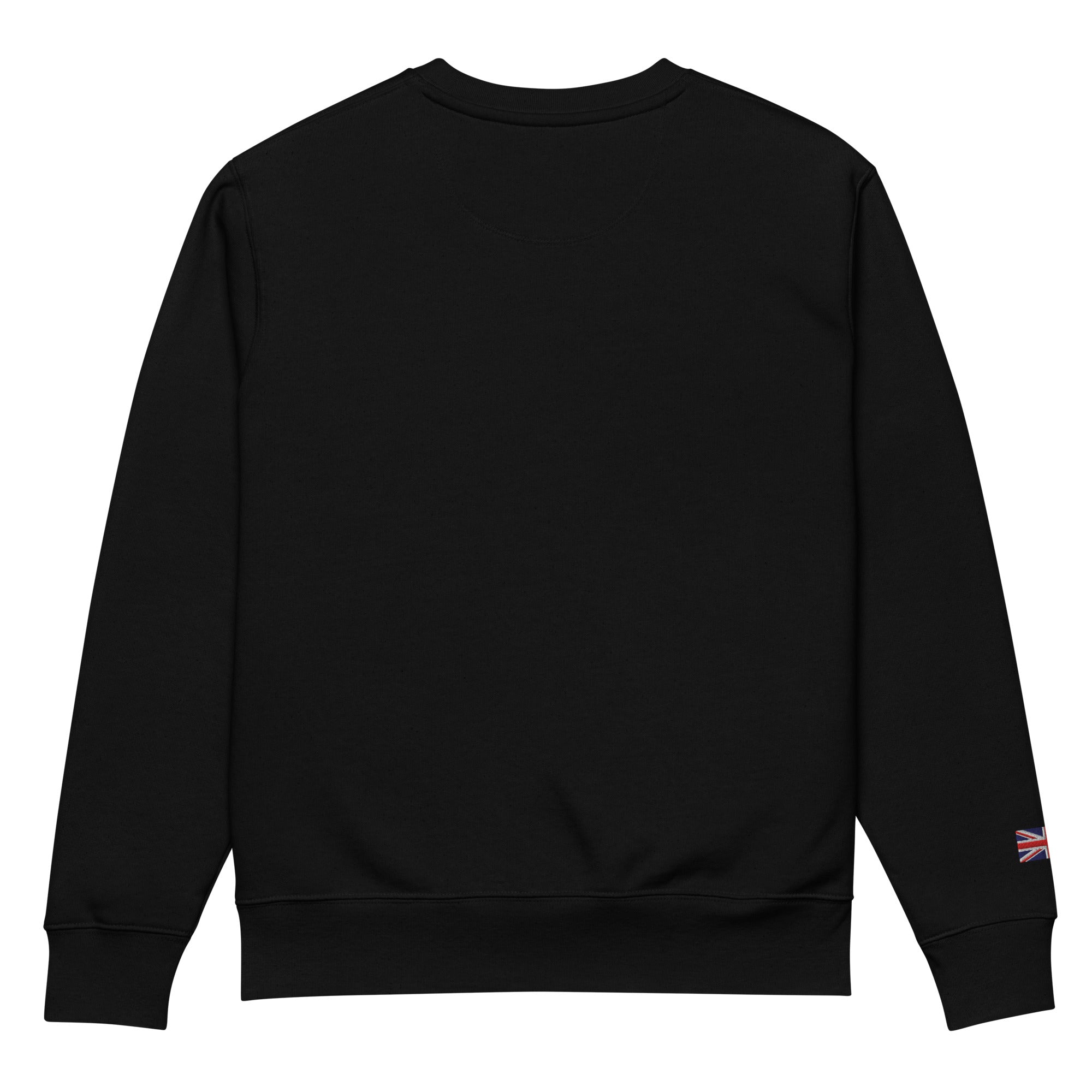 Embroidered Harris Sweatshirt with British Flag view from the back colour black