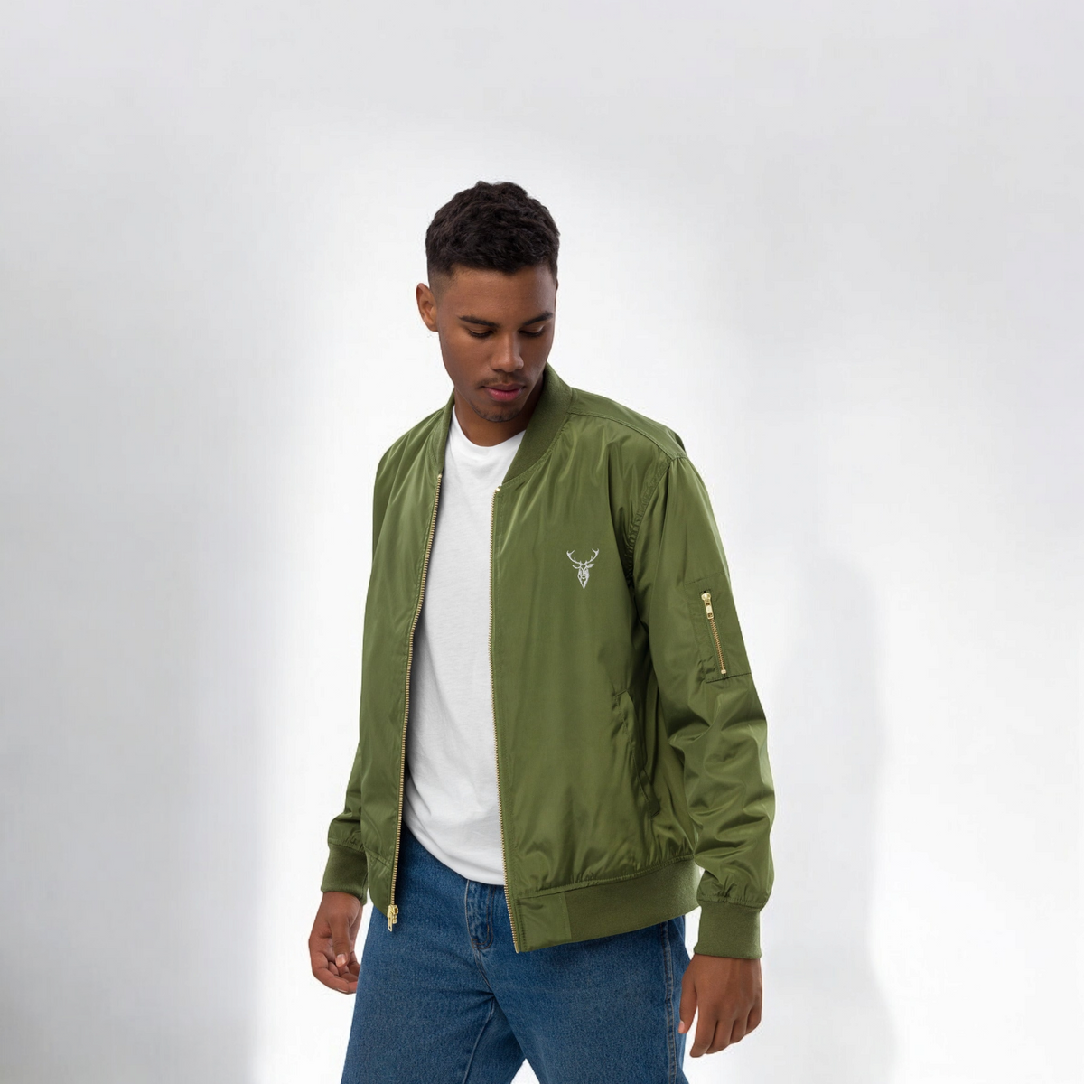 Embroidered Lightweight Bomber Jacket, (Front Branding)