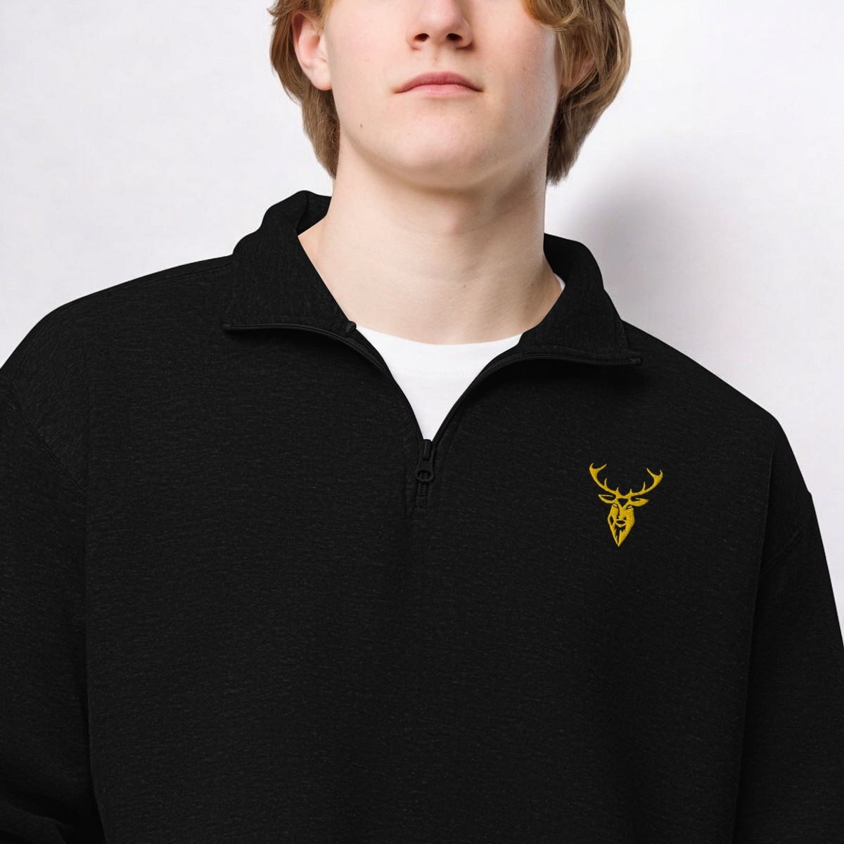 Embroidered Fleece Pullover Sweater (Gold Branding)