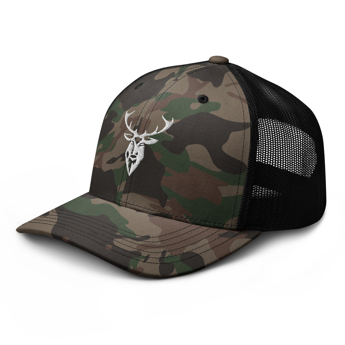 Embroidered Stag Camouflage Trucker Hat