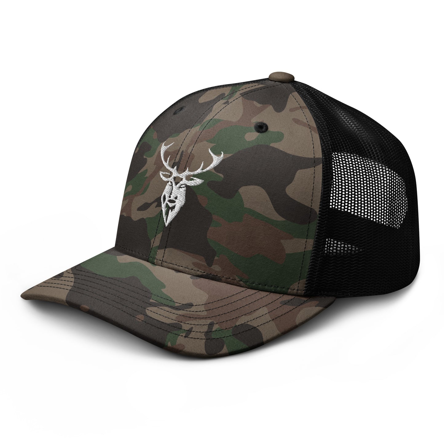 Embroidered Stag Camouflage Trucker Hat - 2BTreasuredUK