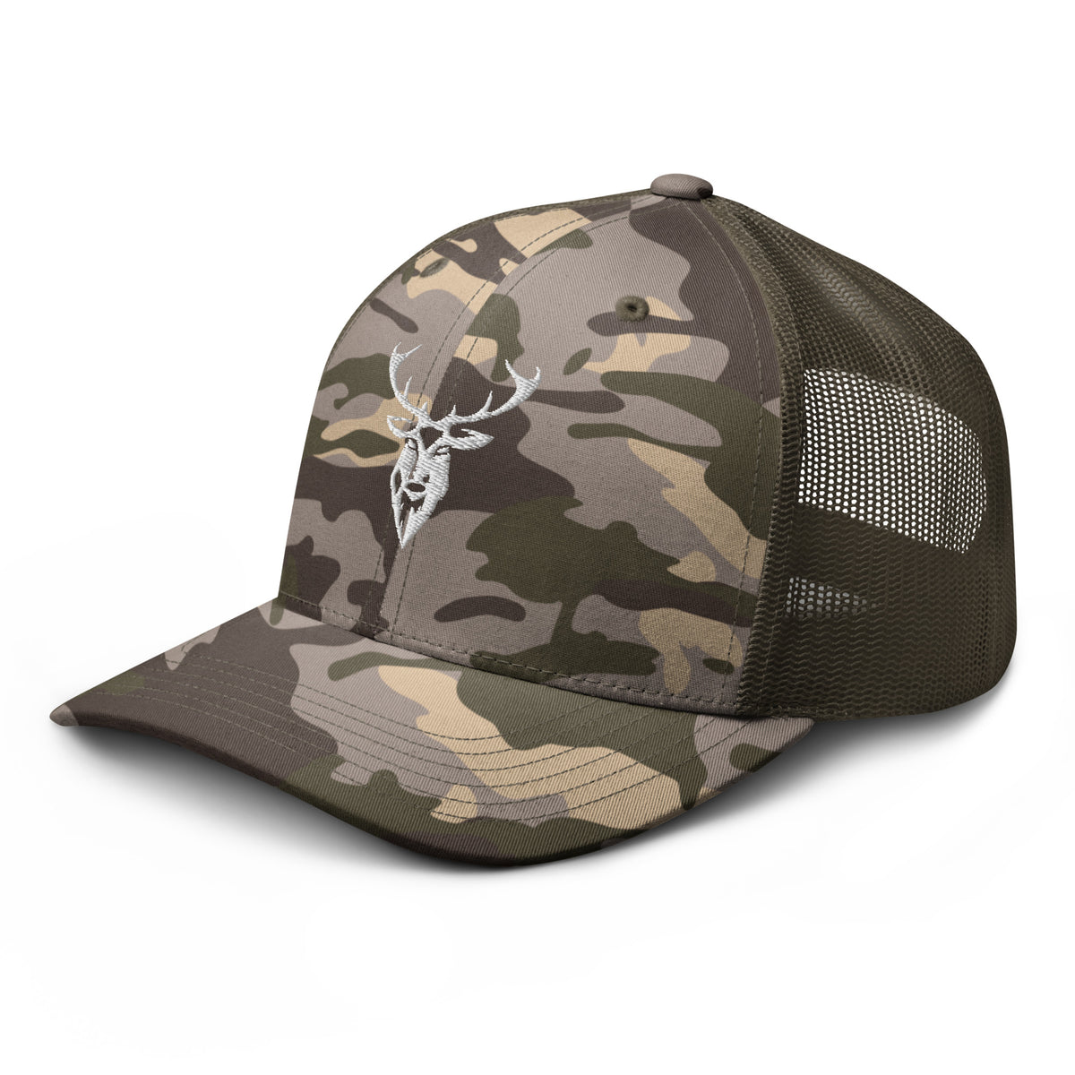 Embroidered Stag Camouflage Trucker Hat