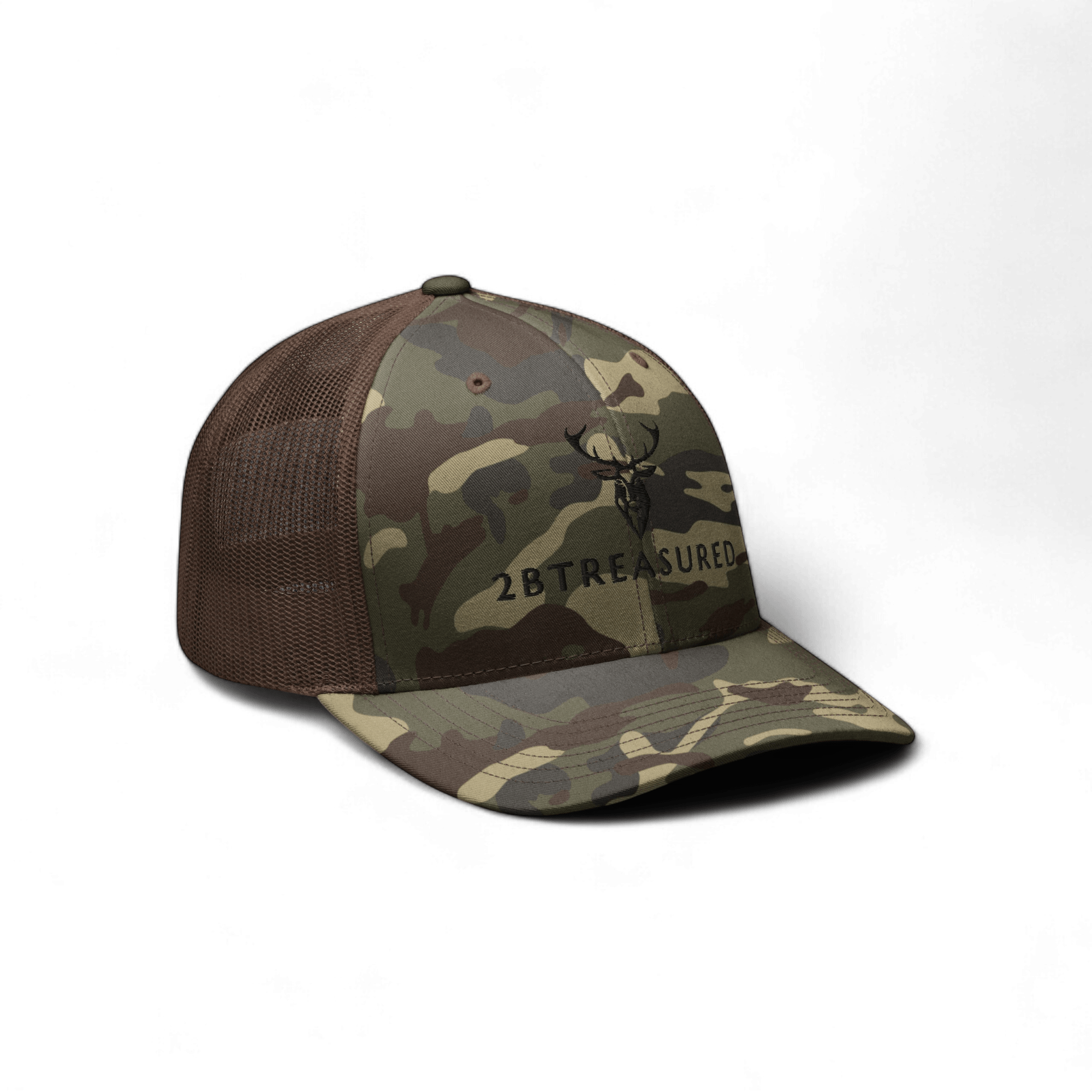 Embroidered BB Camouflage Trucker Hat camo brown
