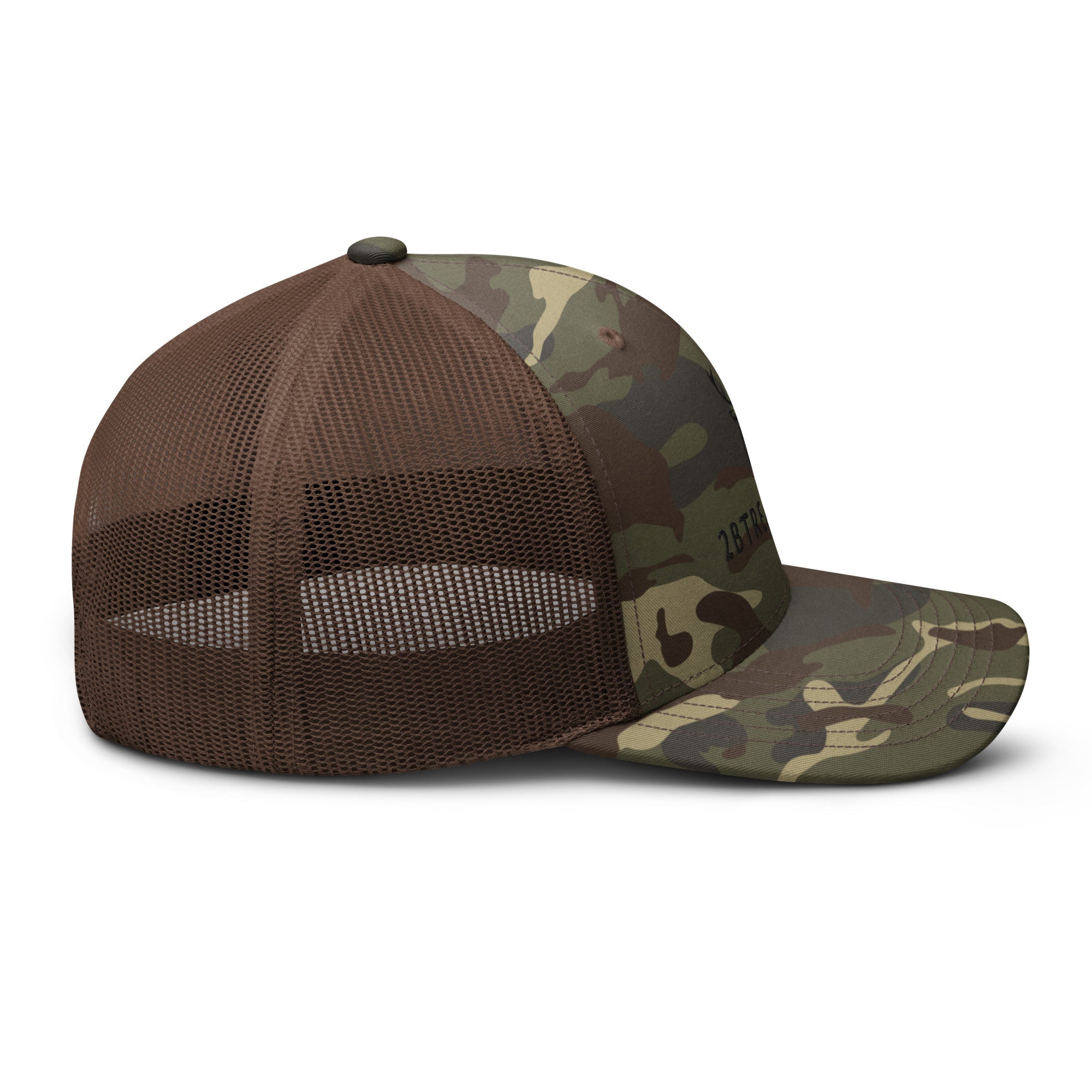Embroidered BB Camouflage Trucker Hat brown camo right side