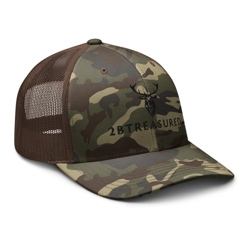 Embroidered BB Camouflage Trucker Hat brown camo