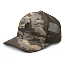 Embroidered BB Camouflage Trucker Hat camo olive viewing the front