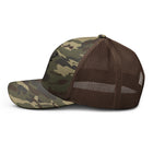 Embroidered Black Stag Camouflage Trucker Hat side view brown camo