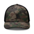 Embroidered Black Stag Camouflage Trucker Hat front view