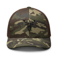 Embroidered Black Stag Camouflage Trucker Hat brown camo front view