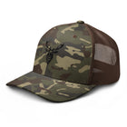 Embroidered Black Stag Camouflage Trucker Hat brown camo front view