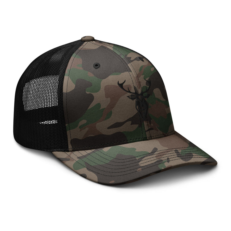 Embroidered Black Stag Camouflage Trucker Hat camo