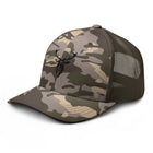 Embroidered Black Stag Camouflage Trucker Hat olive camo front side view