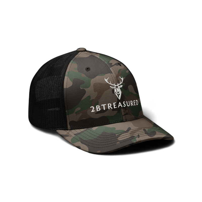 Embroidered Camouflage Trucker Hat black camo front view