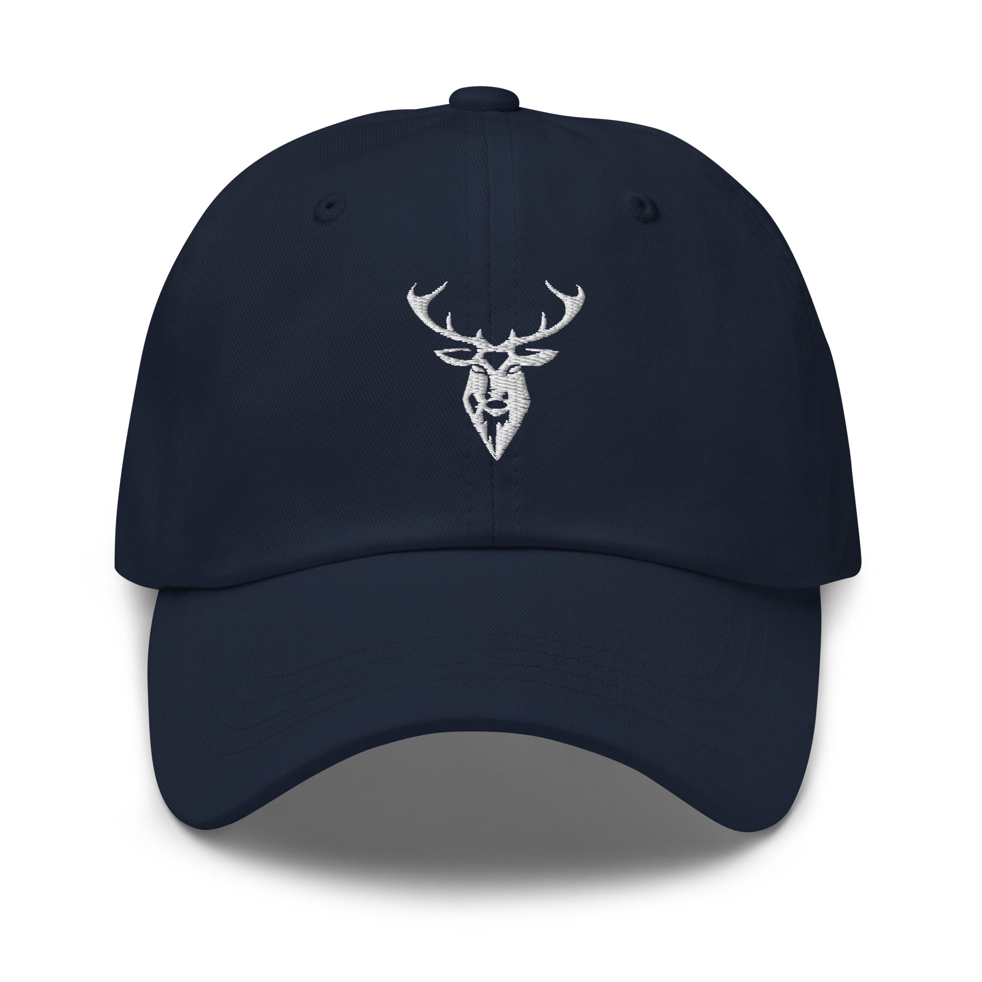 Embroidered Classic Hat in navy front view with stag logo
