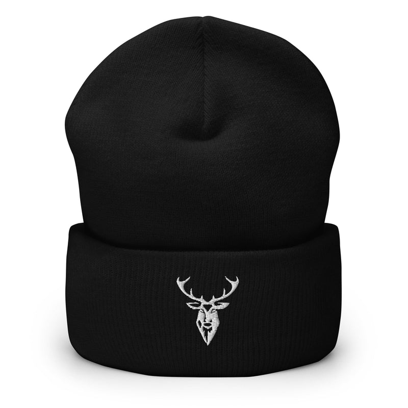 Embroidered Cuffed Beanie black with the 2BTreasured stag logo on the front