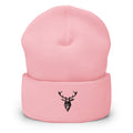 Embroidered Cuffed Beanie pink view of front with logo