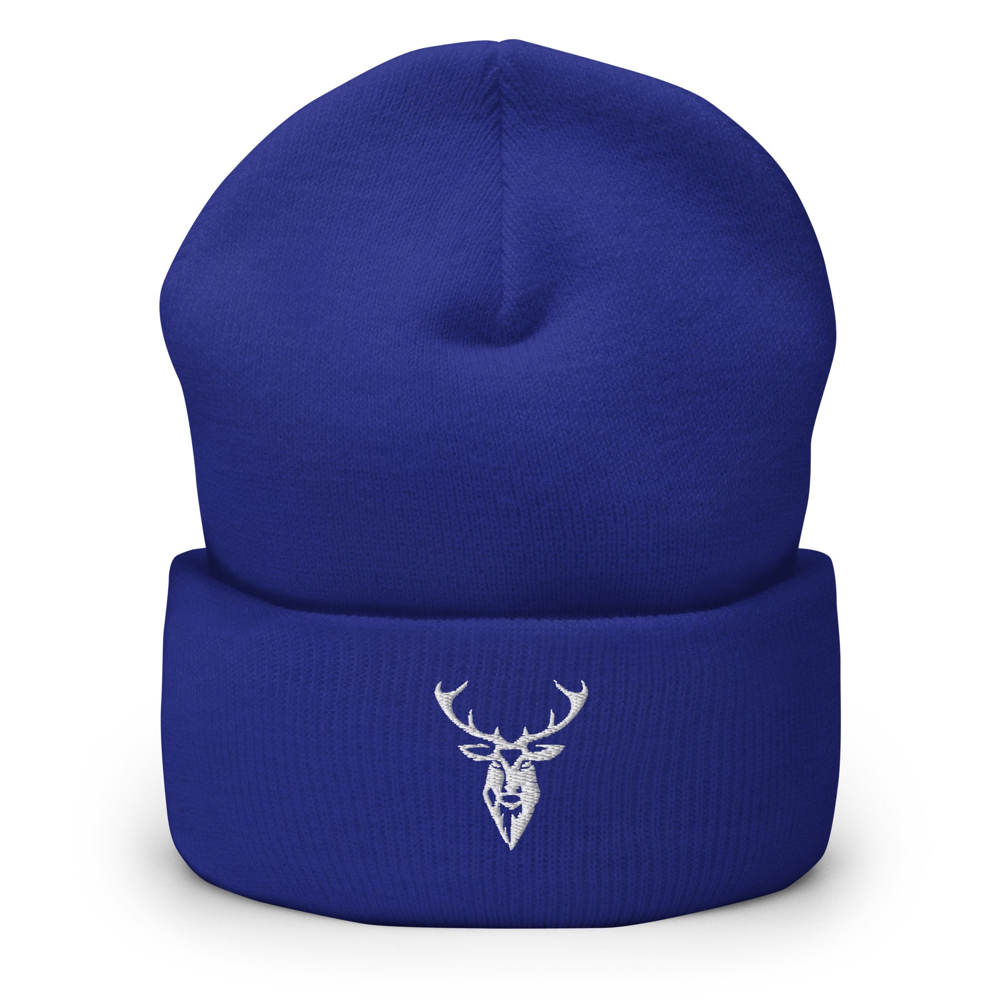 Embroidered Cuffed Beanie royal blue front view