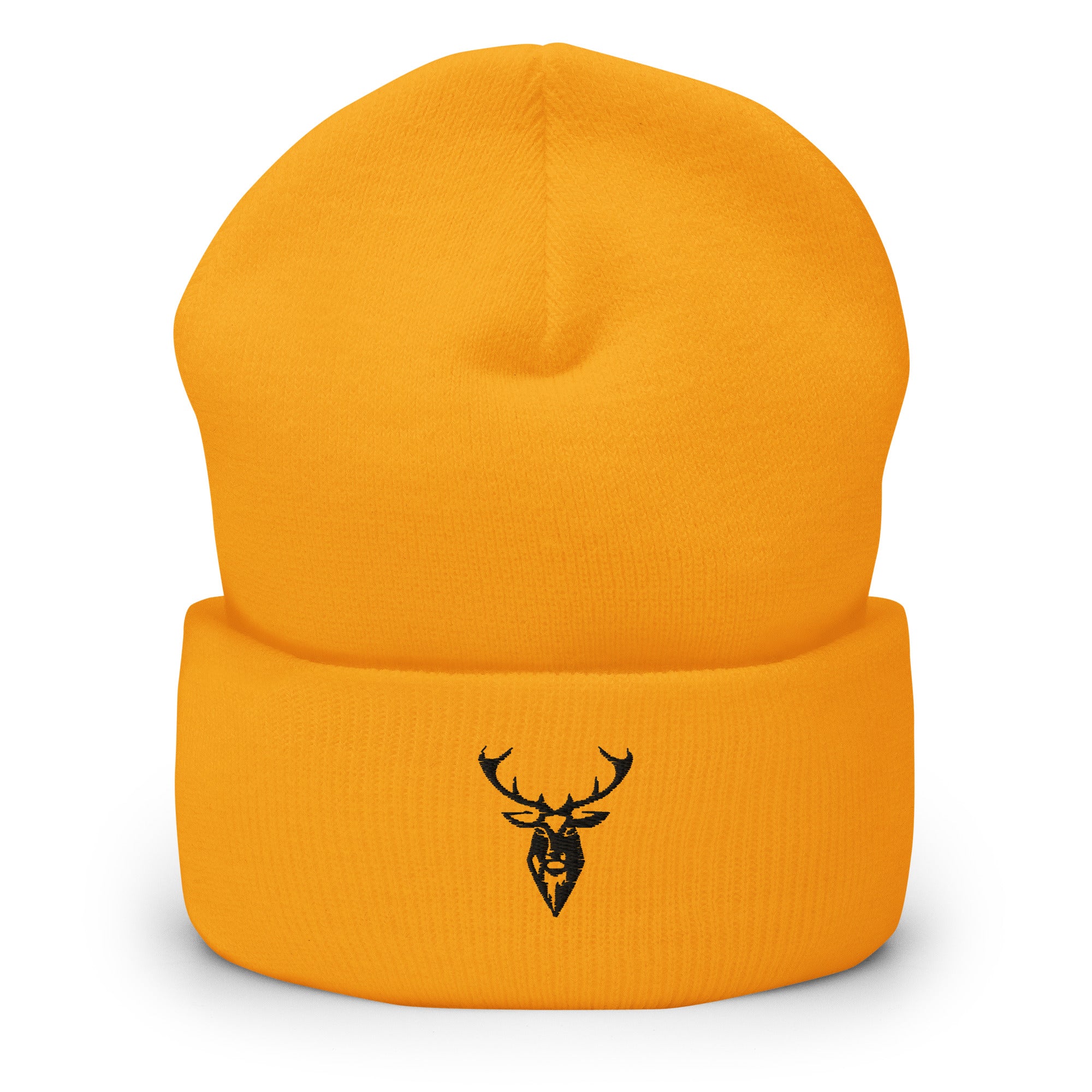 Embroidered Cuffed Beanie orange front view