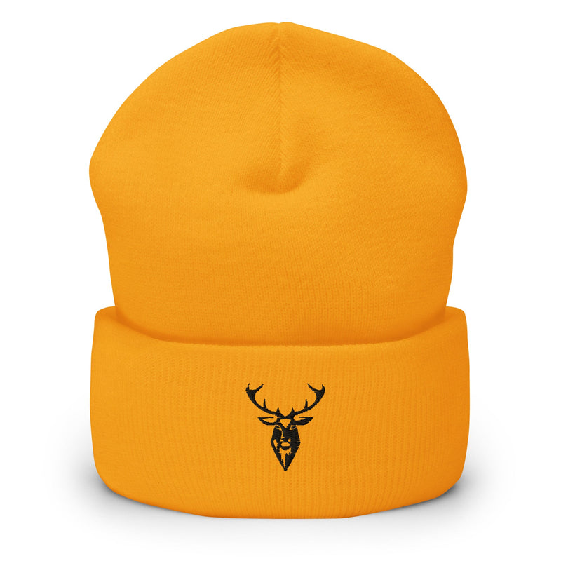 Embroidered Cuffed Beanie orange front view
