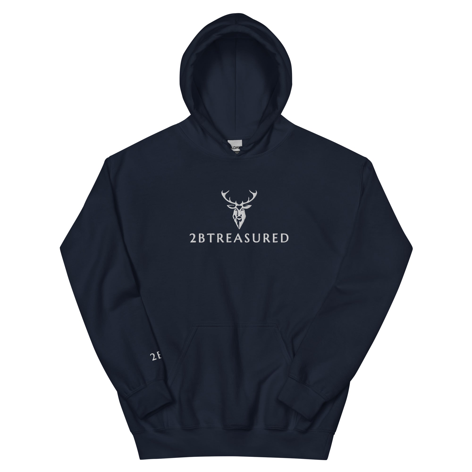 Embroidered Glen Etive Hoodie in navy front view of garment