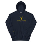 Embroidered Glen Etive Hoodie in navy with gold branding front view