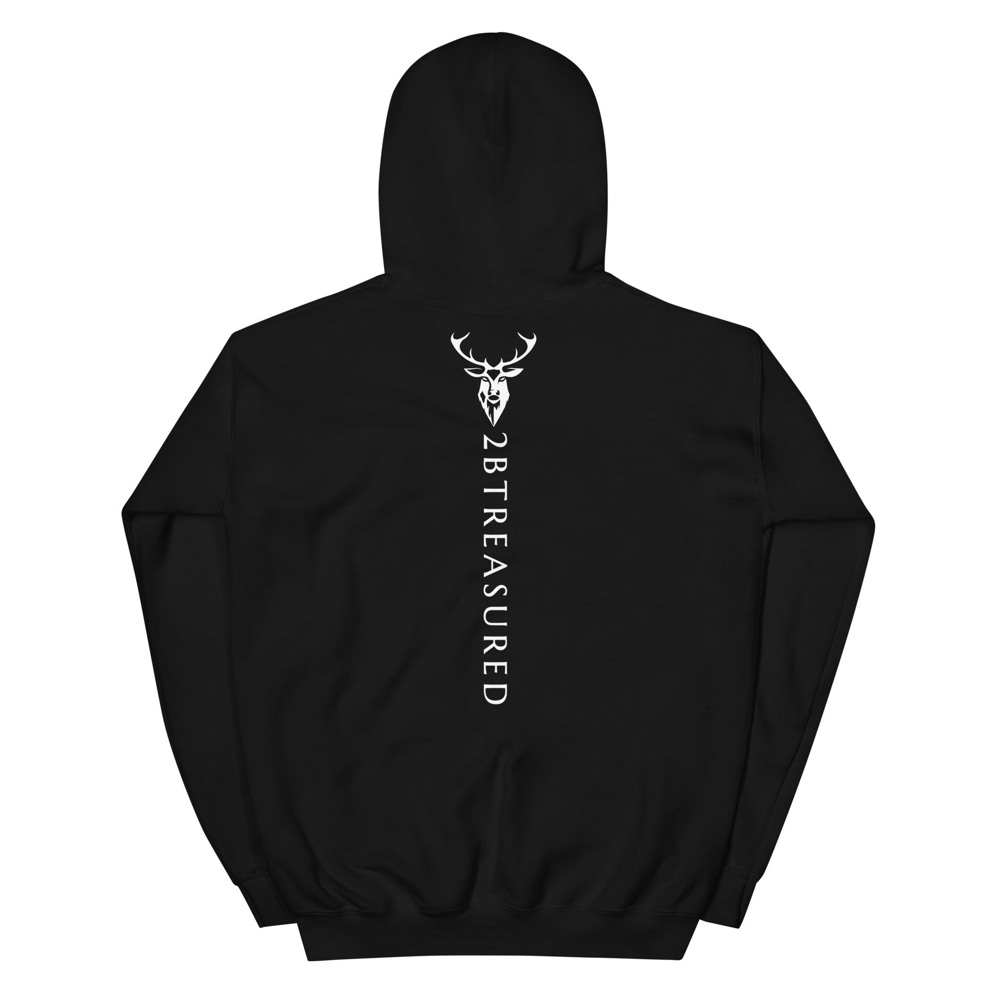 Embroidered Glen Etive Hoodie w British Flag in black back view of garment