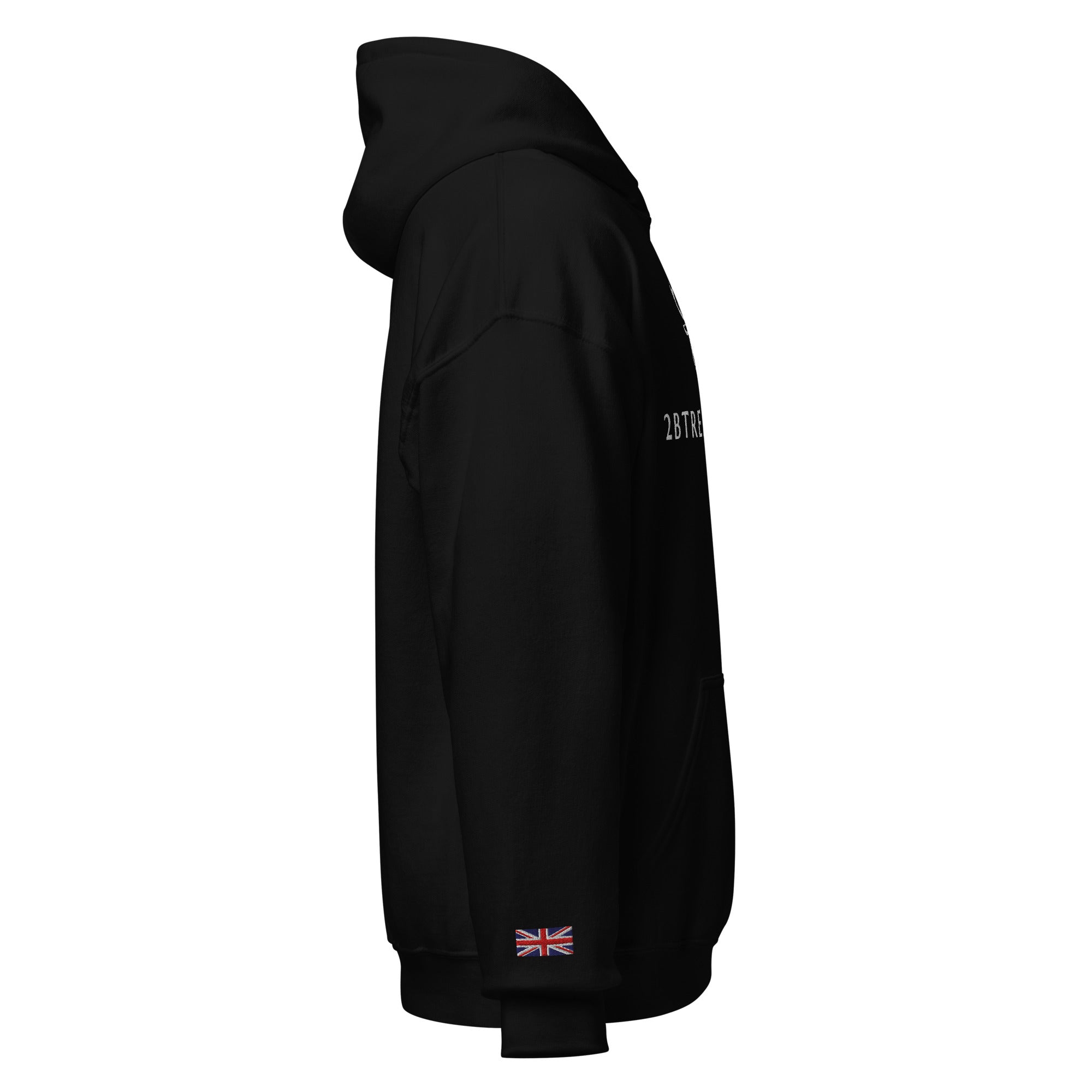 Embroidered Glen Etive Hoodie w British Flag side view