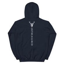 Embroidered Glen Etive Hoodie w British Flag back view in navy colour