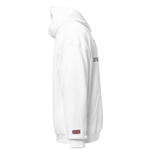 Embroidered Glen Etive Hoodie with British Flag side view in white