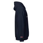Embroidered Glen Etive Hoodie w British Flag side view