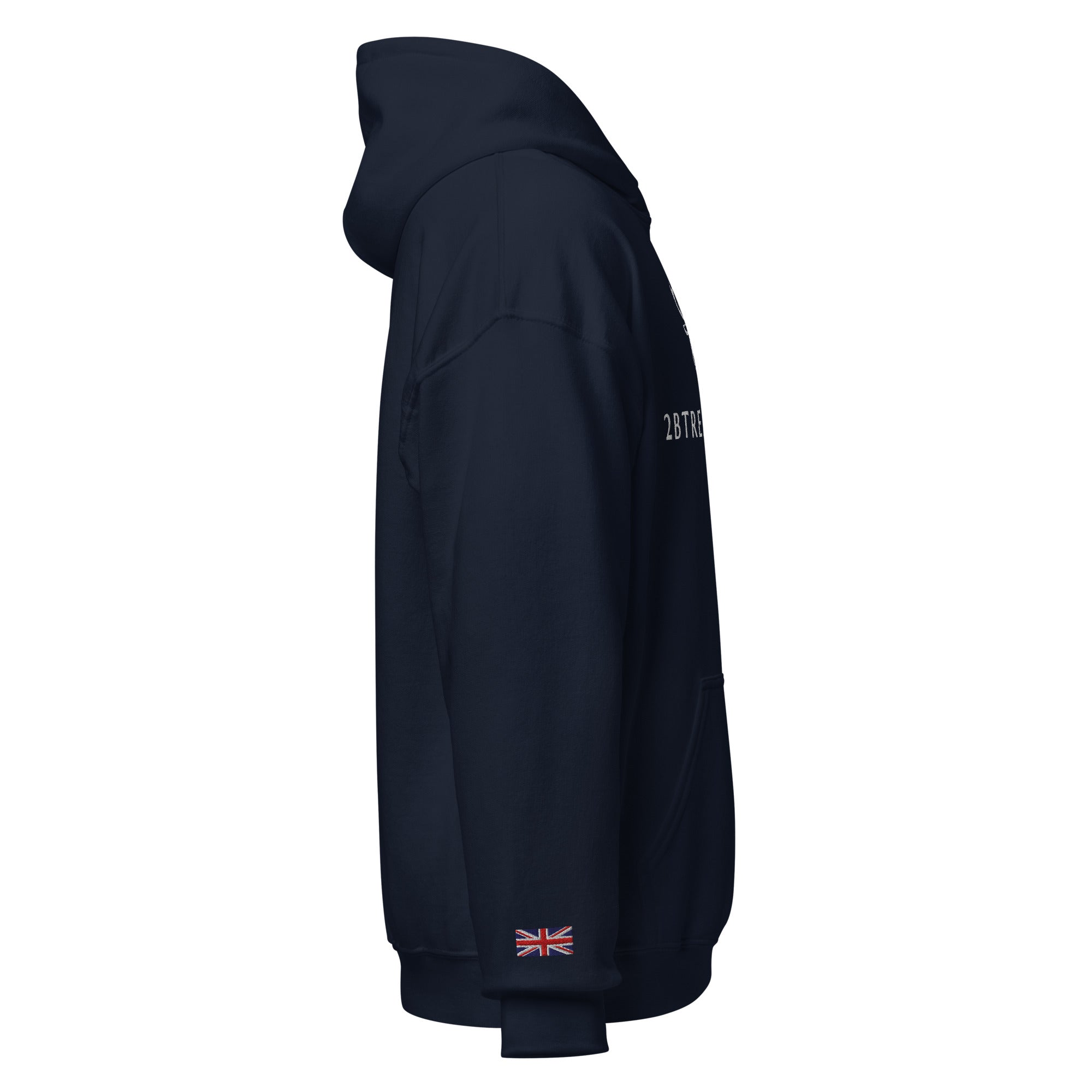 Embroidered Glen Etive Hoodie w British Flag side view