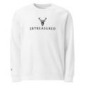 Embroidered Langdale Sweatshirt in white front view of branding