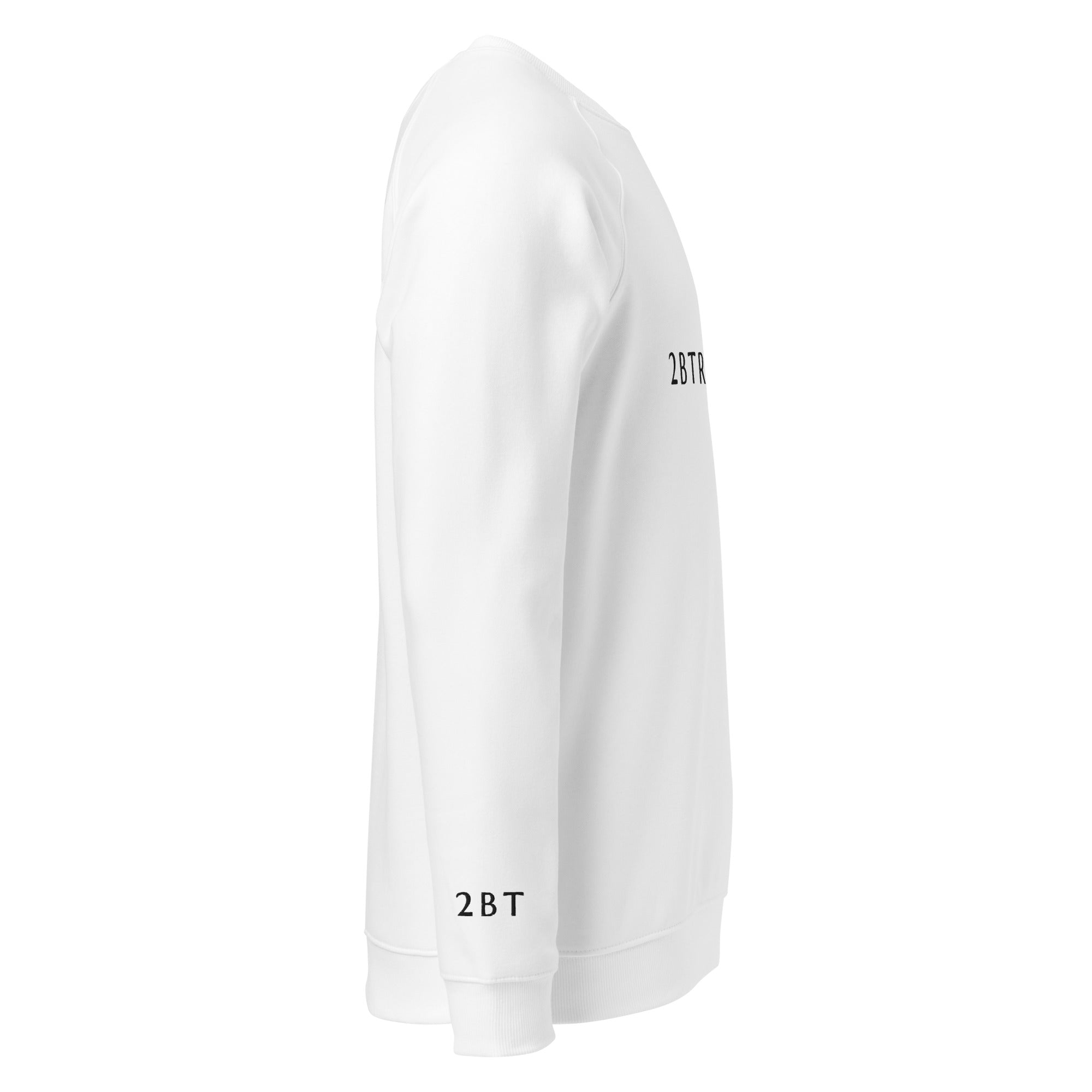 Embroidered Langdale Sweatshirt side view of sleeve in white