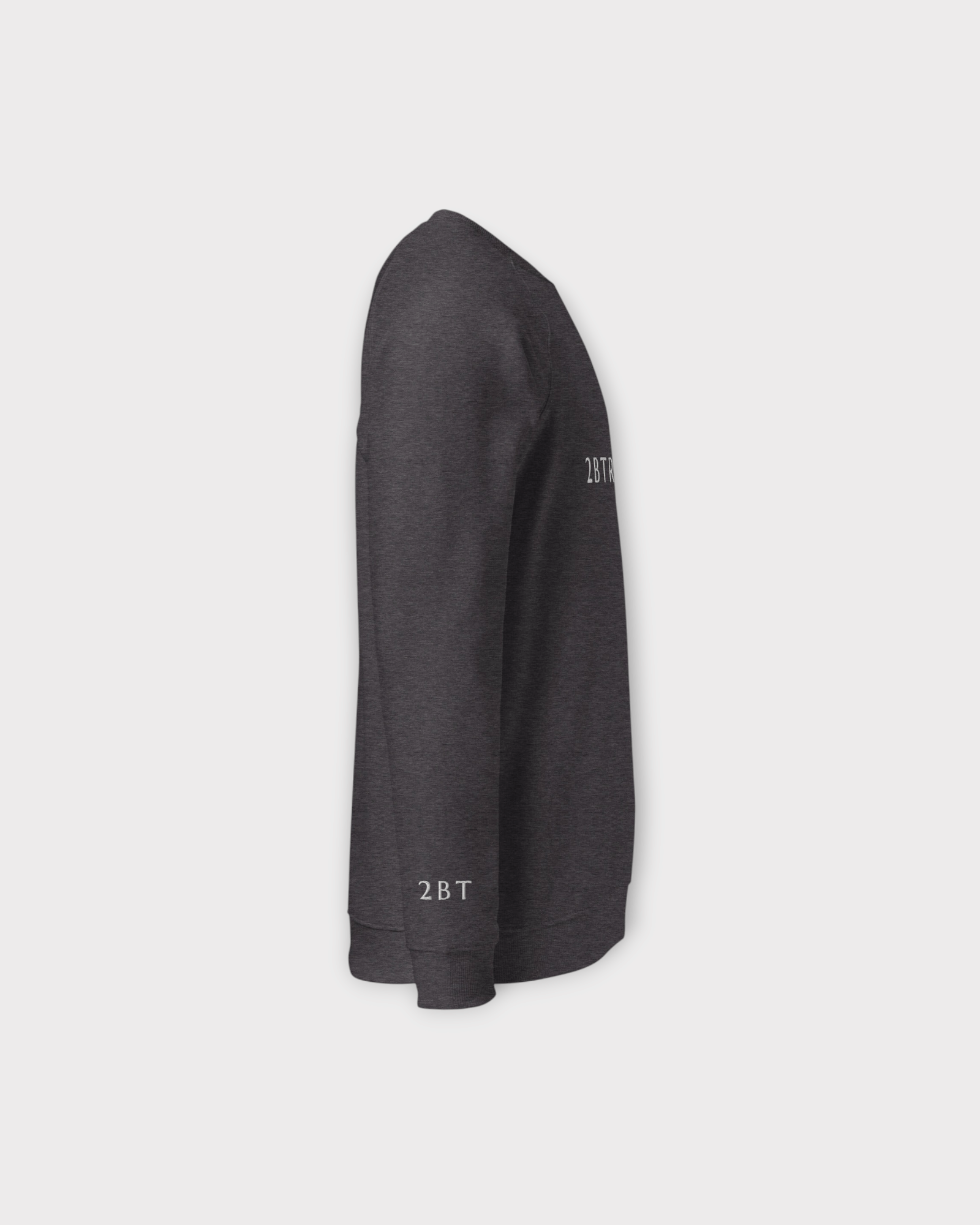 Side view of grey Embroidered Langdale Sweatshirt
