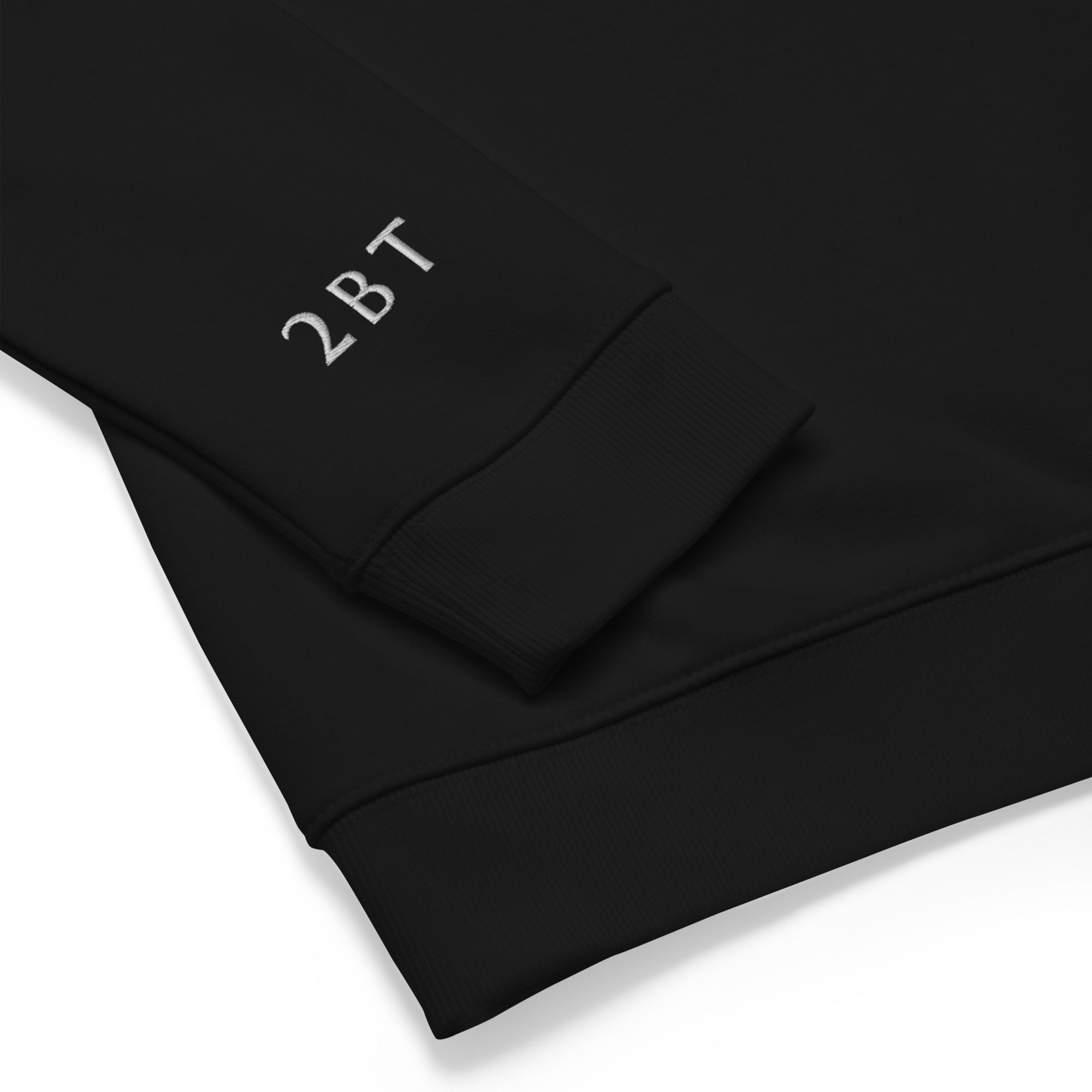 Embroidered Langdale Sweatshirt in black closeup of sleeve detail