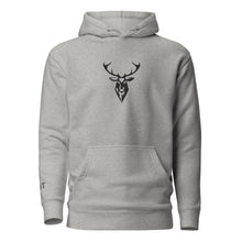 Embroidered Lomond Hoodie in grey with branding on centre chest front view