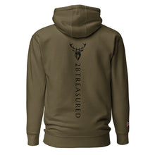 Embroidered Lomond Hoodie w British Flag in Military green view of back 