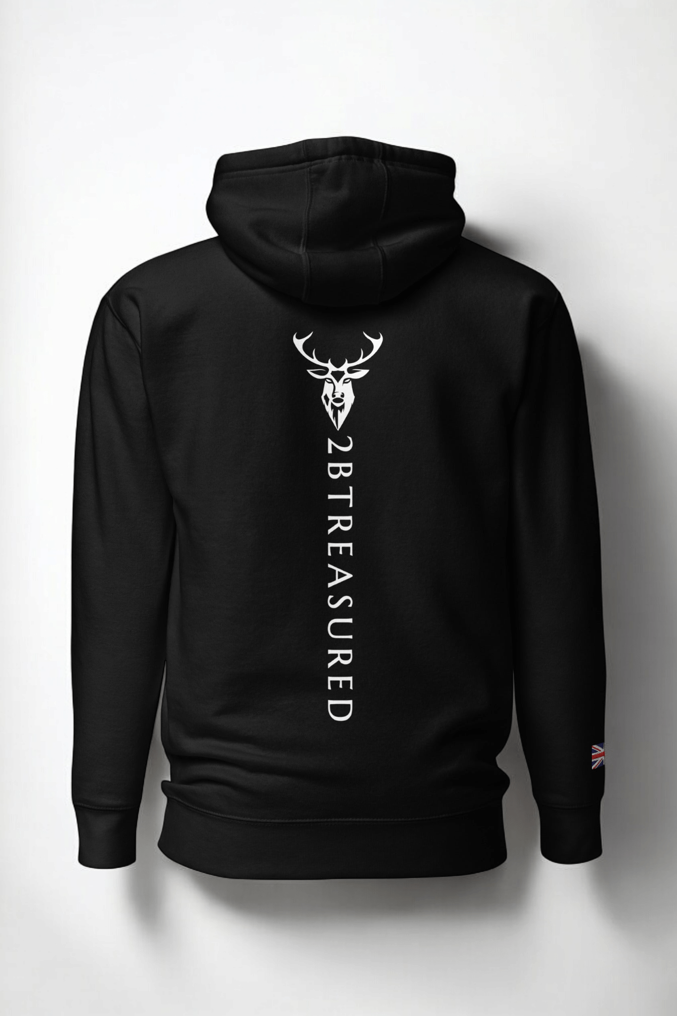Embroidered Lomond Hoodie w British Flag in black back view