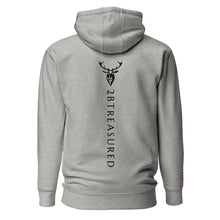Back view of Embroidered Lomond Hoodie w British Flag in grey