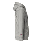 Embroidered Lomond Hoodie w British Flag side view grey