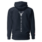 Embroidered Lomond Hoodie w British Flag in Navy back view with branding