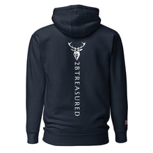 Embroidered Lomond Hoodie w British Flag in Navy back view with branding