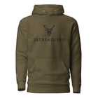 Embroidered Lomond Hoodie w British Flag in military green front view