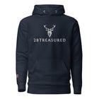Embroidered Lomond Hoodie w British Flag in Navy front view