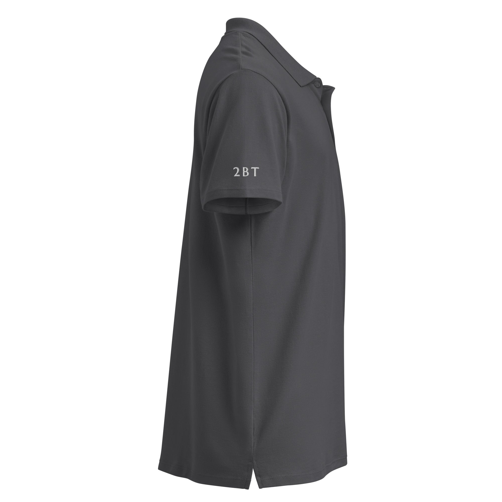 Embroidered Premium Hillside Polo Shirt side sleeve view dark grey
