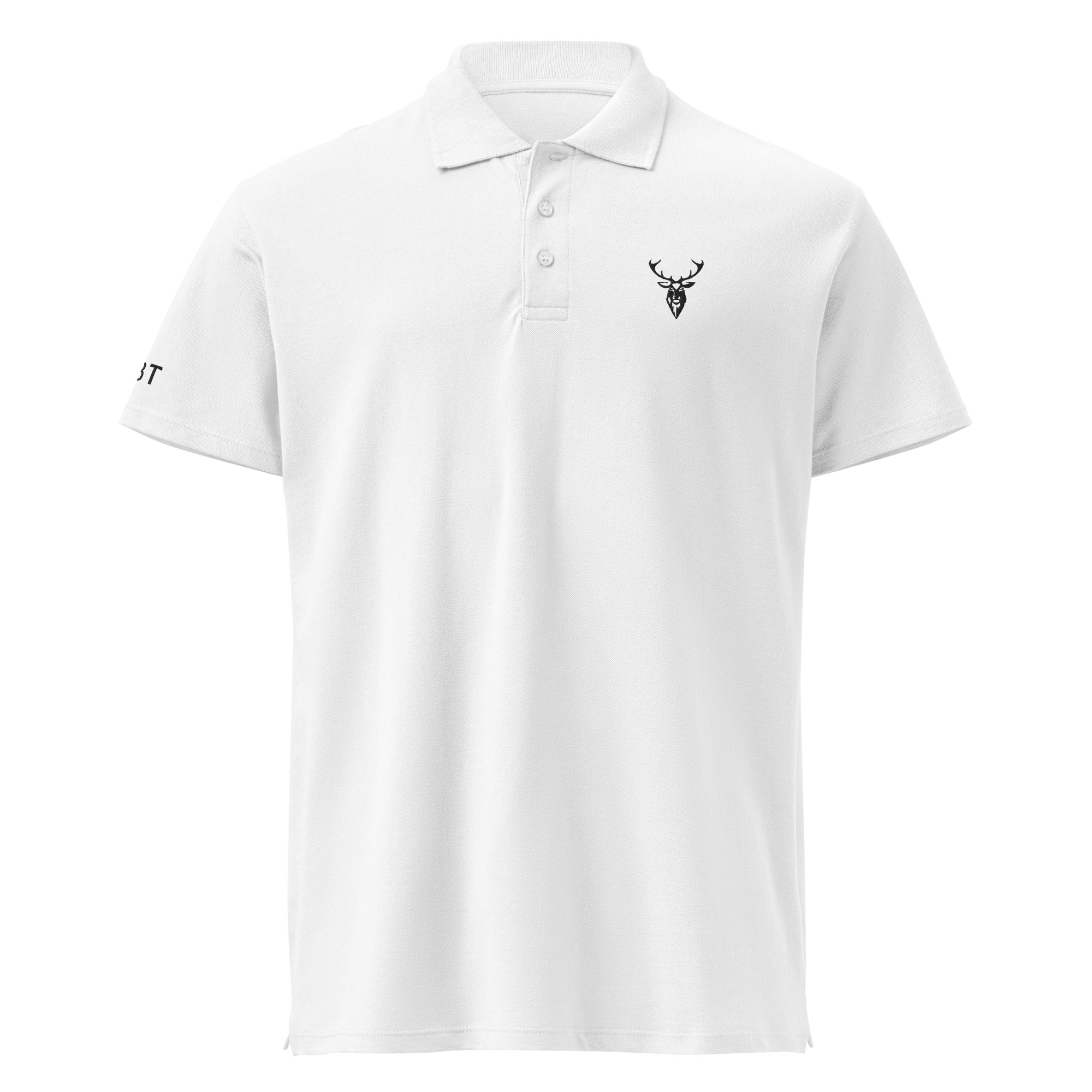 Embroidered Premium Hillside Polo Shirt front view of white garment