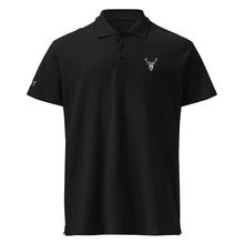 Embroidered Premium Hillside Polo Shirt black front view minimalist stag branding
