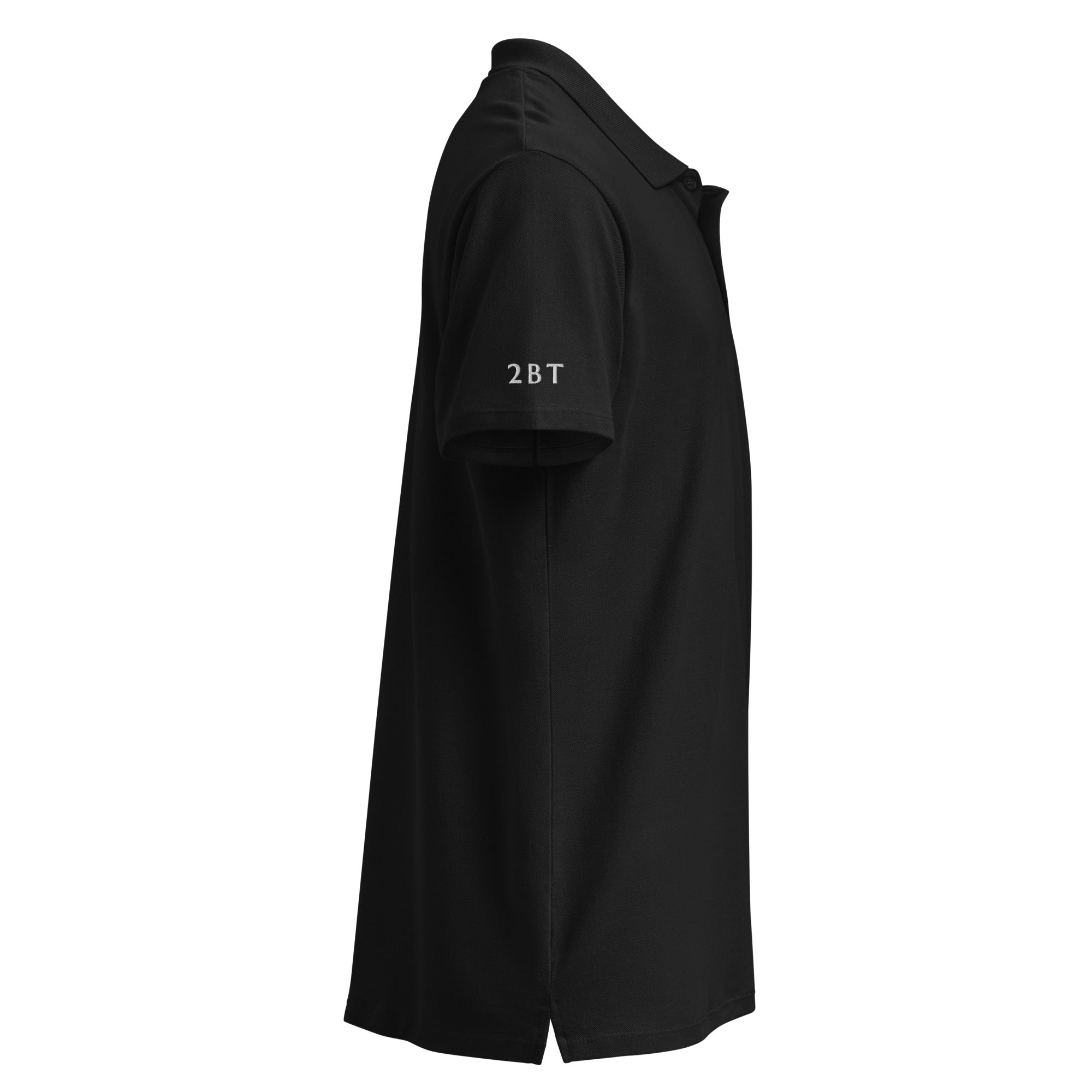 Embroidered Premium Hillside Polo Shirt black side view of shirt
