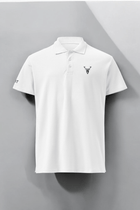 Embroidered Premium Hillside Polo Shirt front view in white